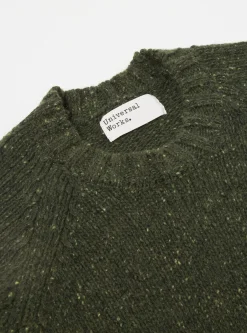 Outlet Vincent Crew In Olive Mix Lambswool Fleck Men Knitwear.