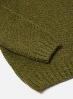 Outlet Vincent Crew In Olive Mix Lambswool Fleck Men Knitwear.