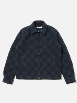 Store Windcheater Jacket In Navy Checkerboard Lambswool Men Jackets.