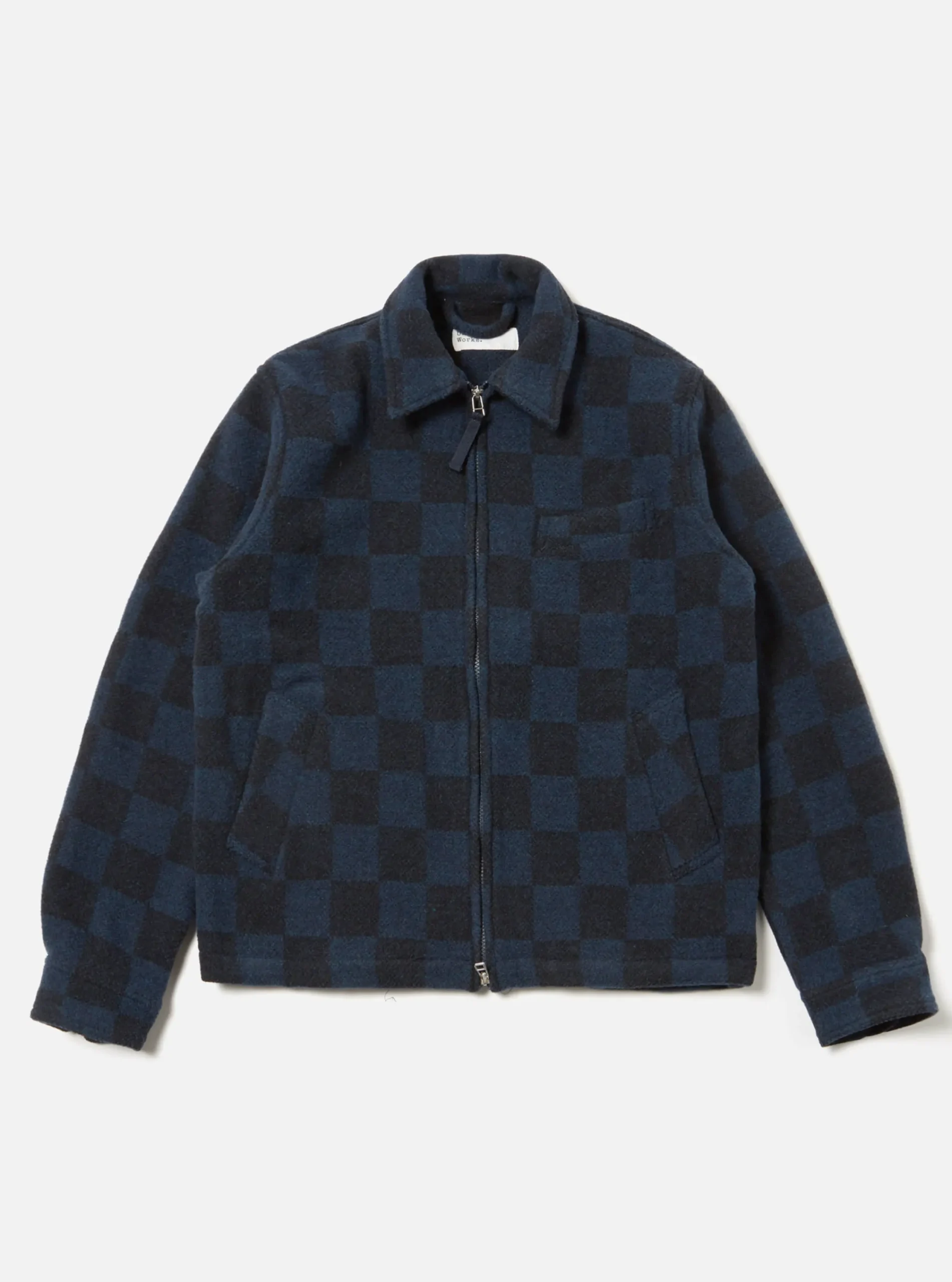 Store Windcheater Jacket In Navy Checkerboard Lambswool Men Jackets.