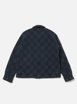 Store Windcheater Jacket In Navy Checkerboard Lambswool Men Jackets.