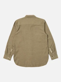 Cheap Work Shirt In Olive It Brushed Twill Men Shirts.
