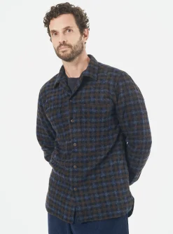 Sale Work Shirt In Brown/Sky Checkered Fleece Men Overshirts.