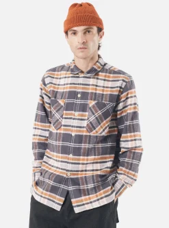 Best Sale Work Shirt In Grey Check Barrow Brush Flannel Men Overshirts.