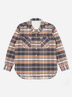 Best Sale Work Shirt In Grey Check Barrow Brush Flannel Men Overshirts.