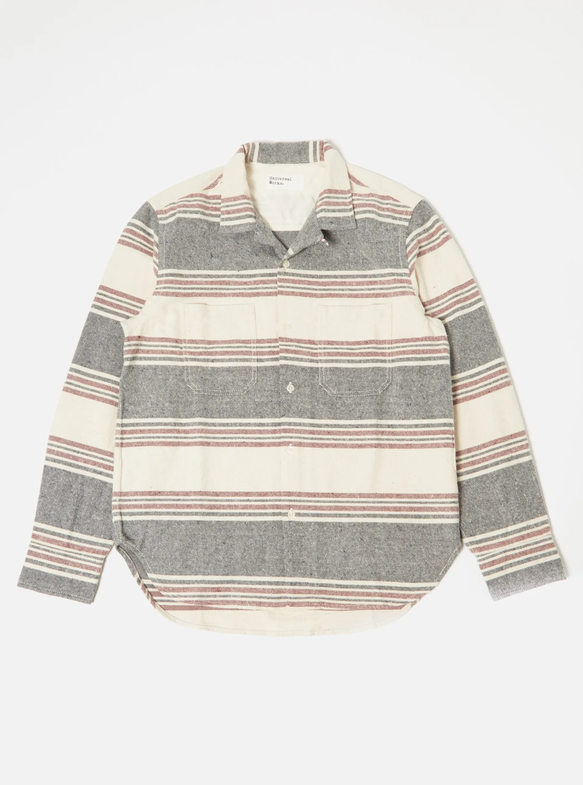 New Work Shirt In Ecru Brushed Stripe Men Overshirts.
