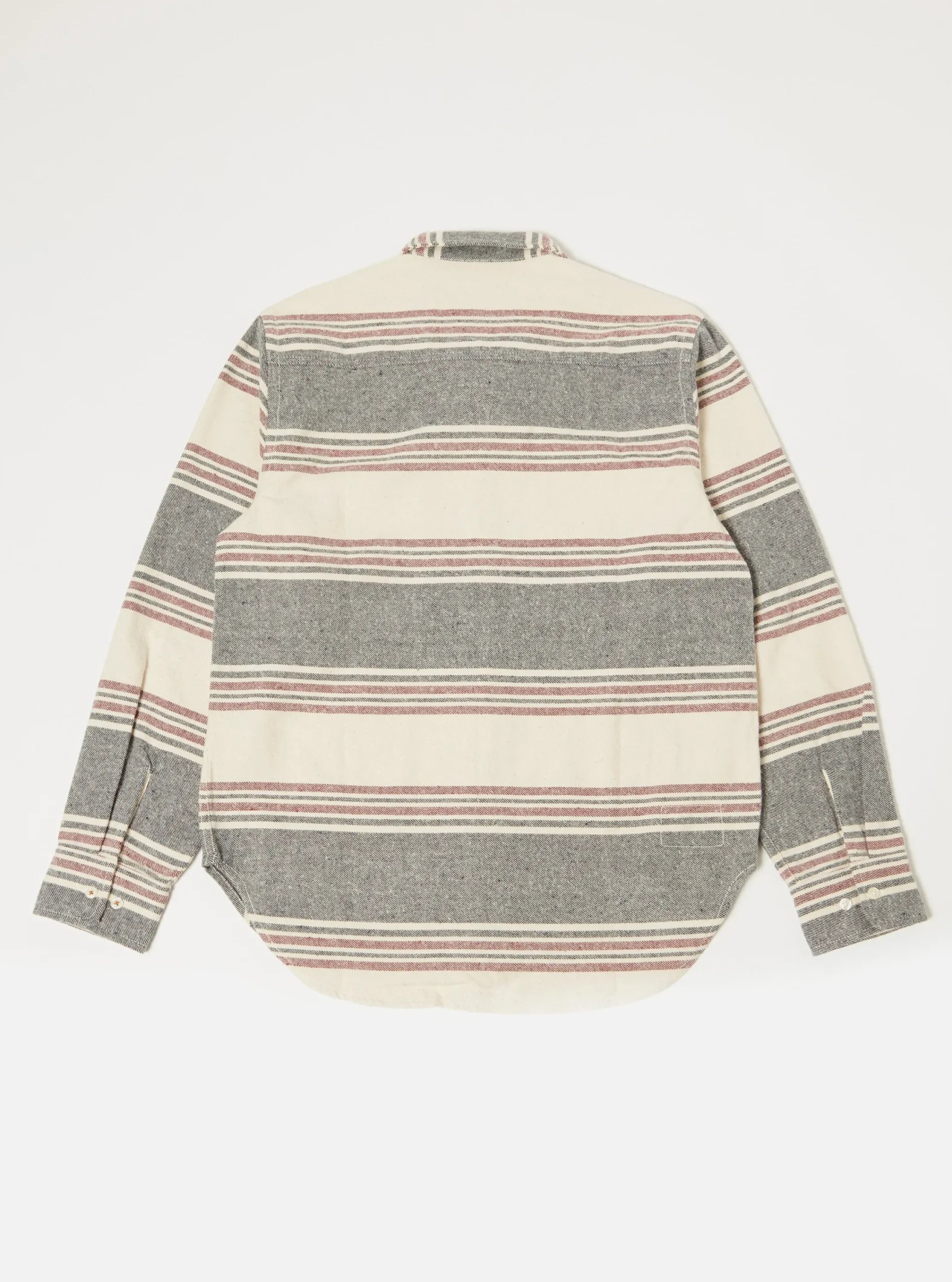 New Work Shirt In Ecru Brushed Stripe Men Overshirts.