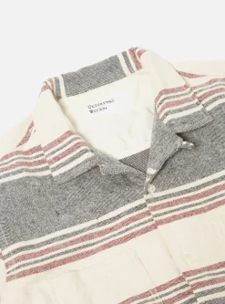 New Work Shirt In Ecru Brushed Stripe Men Overshirts.