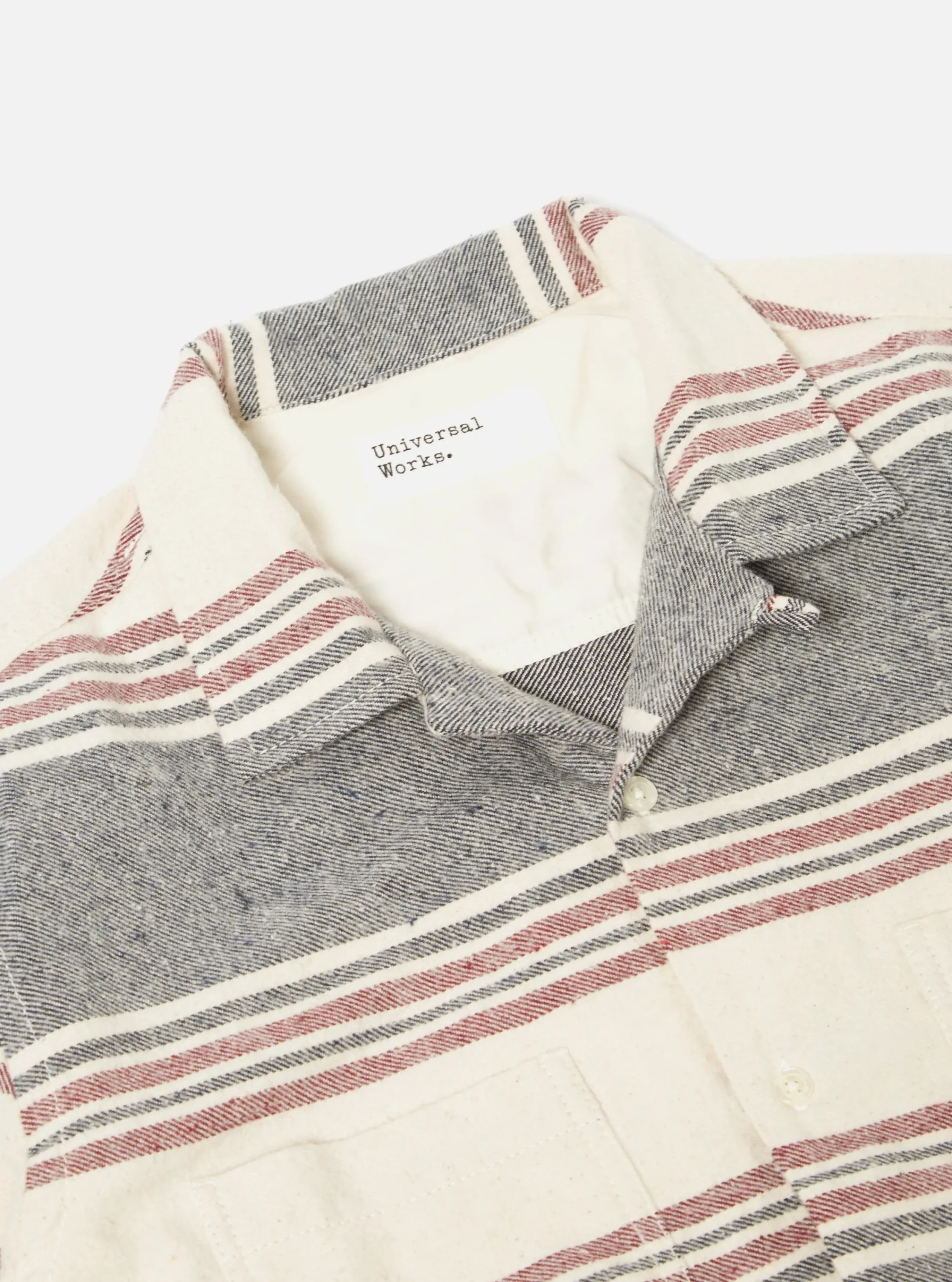 New Work Shirt In Ecru Brushed Stripe Men Overshirts.