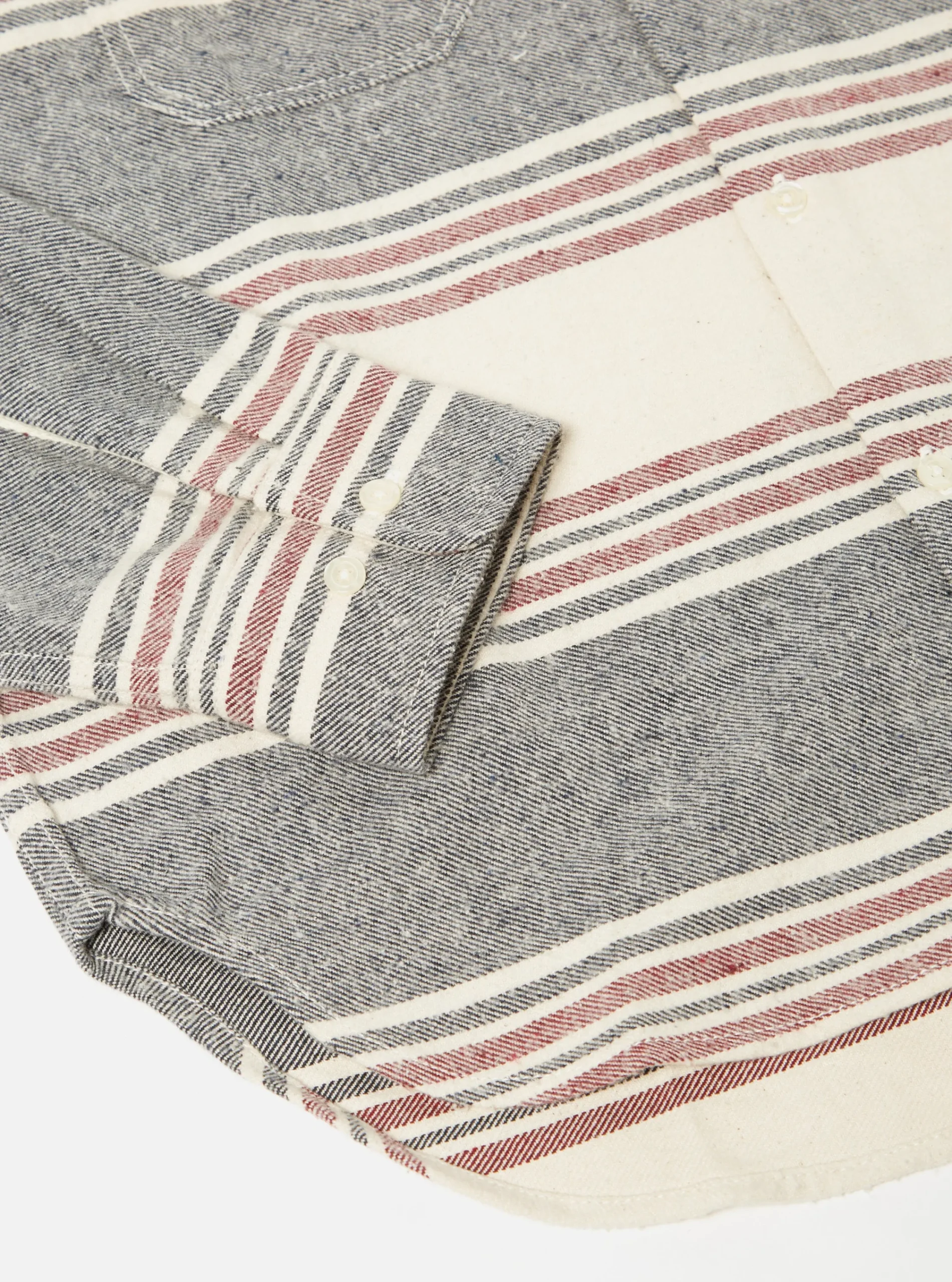 New Work Shirt In Ecru Brushed Stripe Men Overshirts.