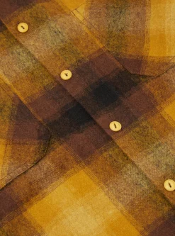 Fashion Work Shirt In Mustard Check Recycled Wool Mix Flannel Men Overshirts.