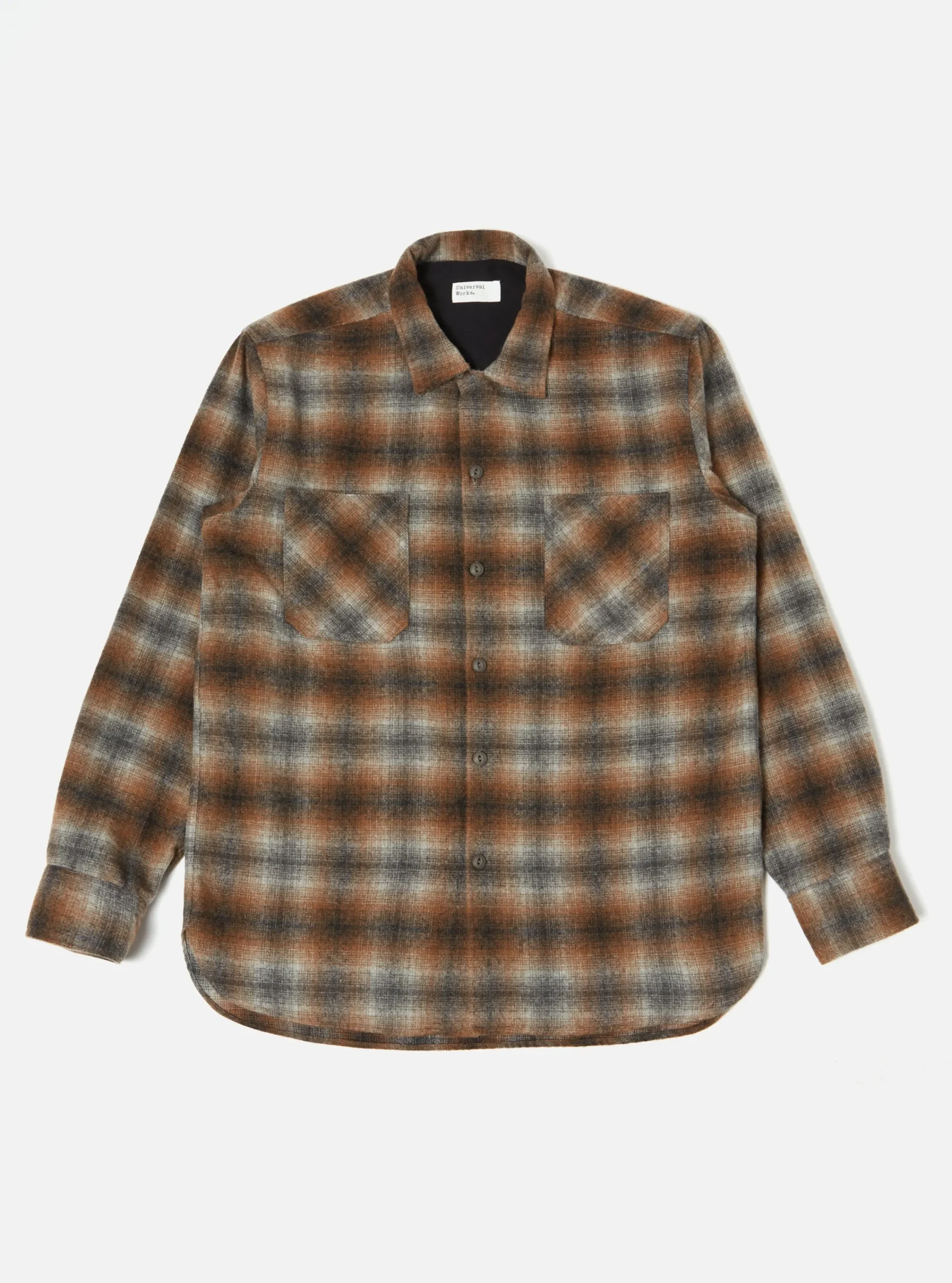 Sale Work Shirt In Brown Check Recycled Wool Mix Flannel Men Overshirts.