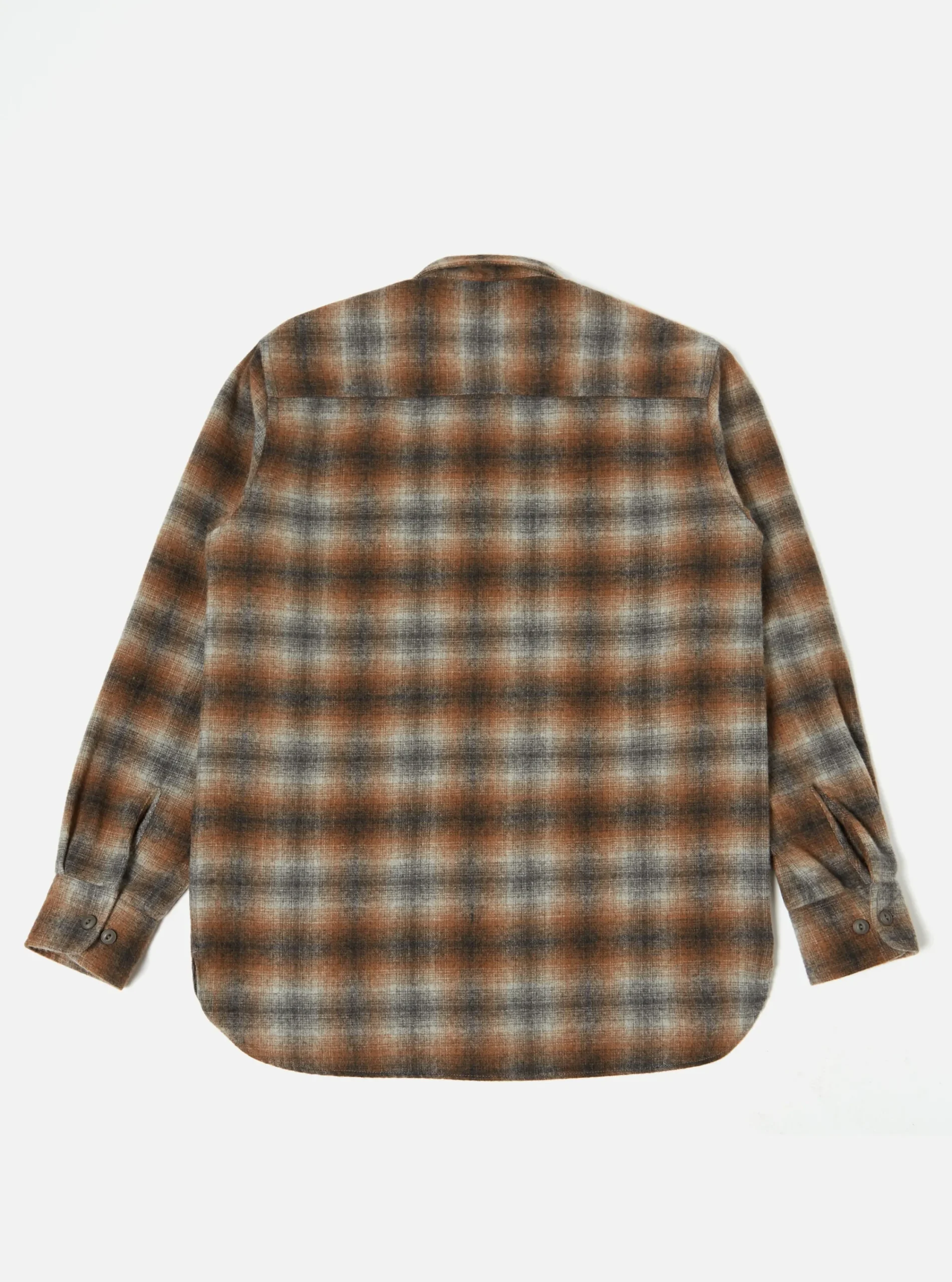 Sale Work Shirt In Brown Check Recycled Wool Mix Flannel Men Overshirts.