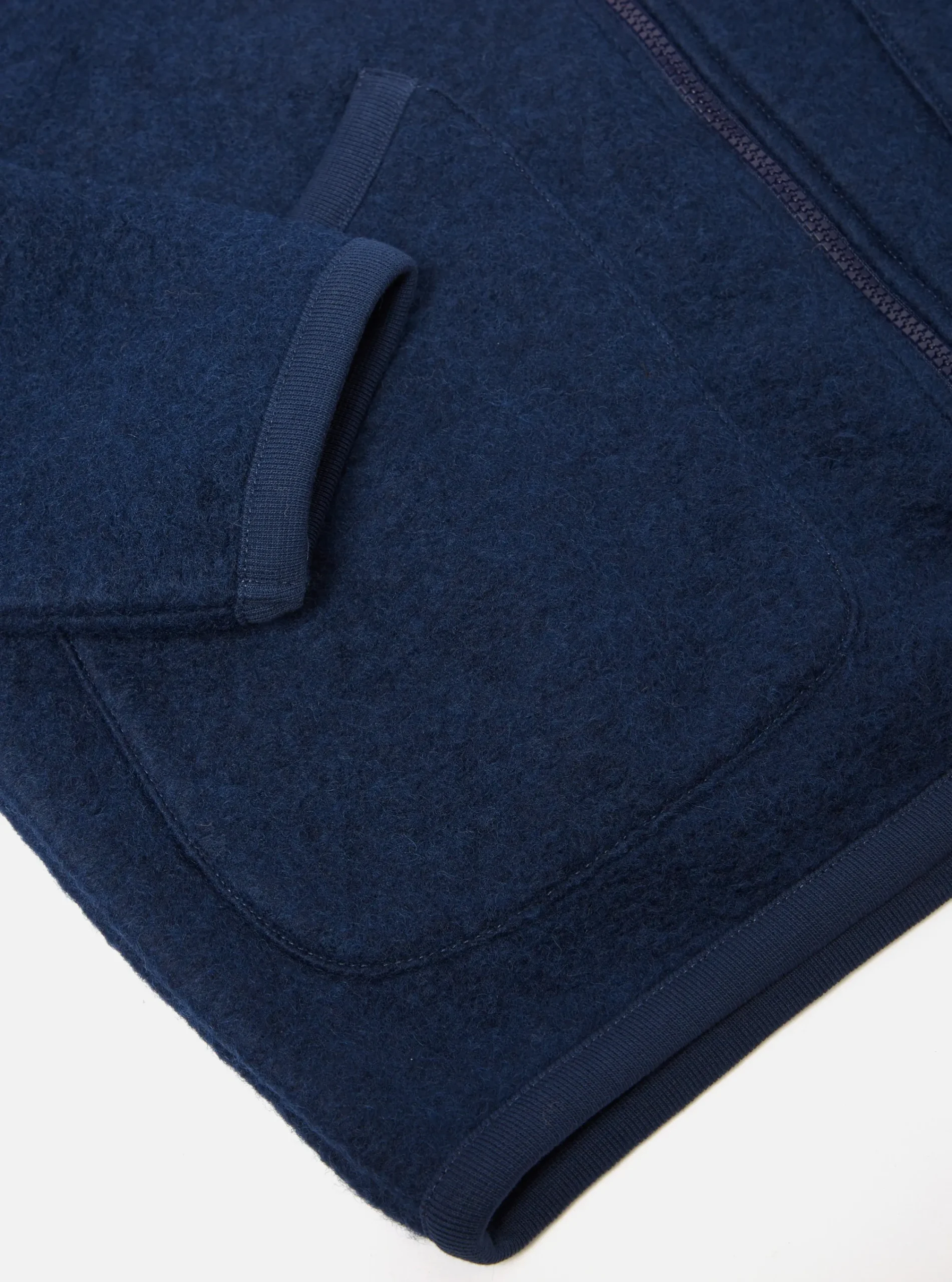 Hot Zip Bomber In Indigo Wool Fleece Men Fleece.