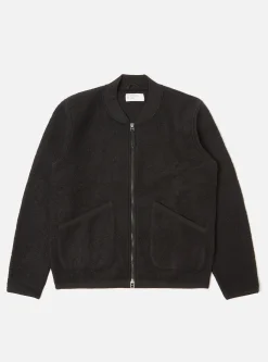 Flash Sale Zip Bomber In Black Wool Fleece Men Fleece.