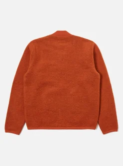 Clearance Zip Bomber In Orange Wool Fleece Men Fleece.