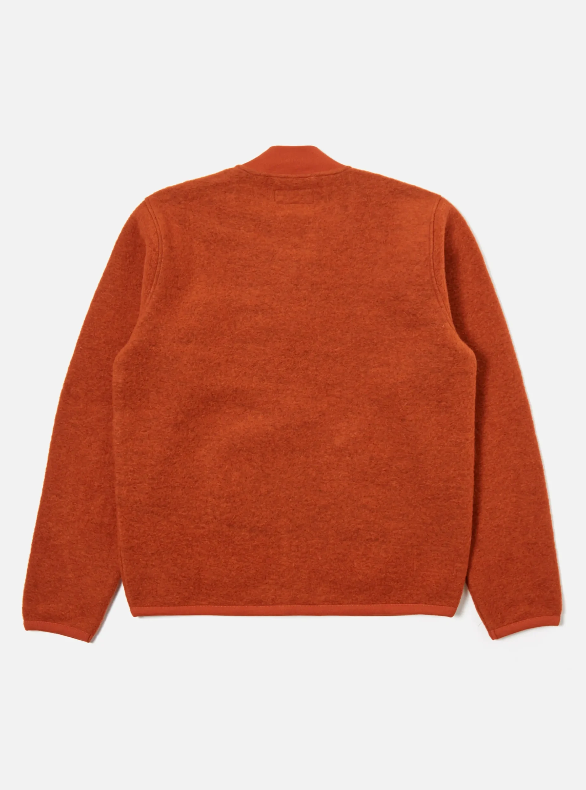 Clearance Zip Bomber In Orange Wool Fleece Men Fleece.