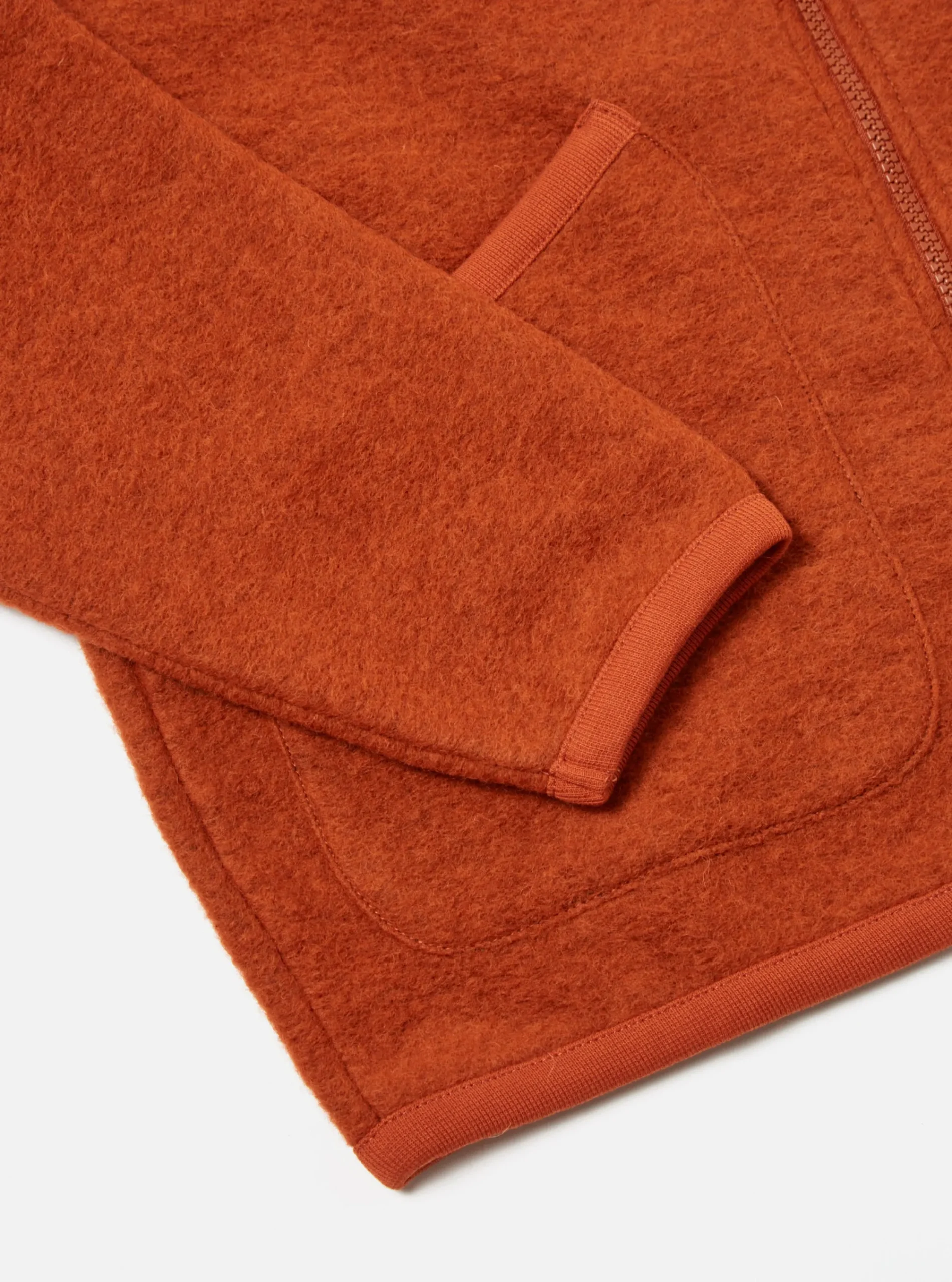 Clearance Zip Bomber In Orange Wool Fleece Men Fleece.