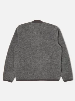 Cheap Zip Bomber In Grey Marl Wool Fleece Men Fleece.