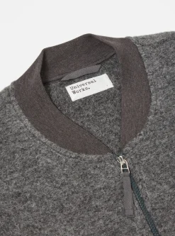 Cheap Zip Bomber In Grey Marl Wool Fleece Men Fleece.