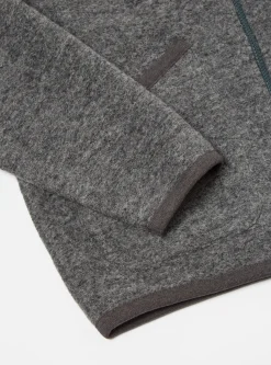 Cheap Zip Bomber In Grey Marl Wool Fleece Men Fleece.