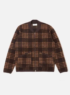 Sale Zip Bomber In Brown Check Duke Fleece Men Fleece.