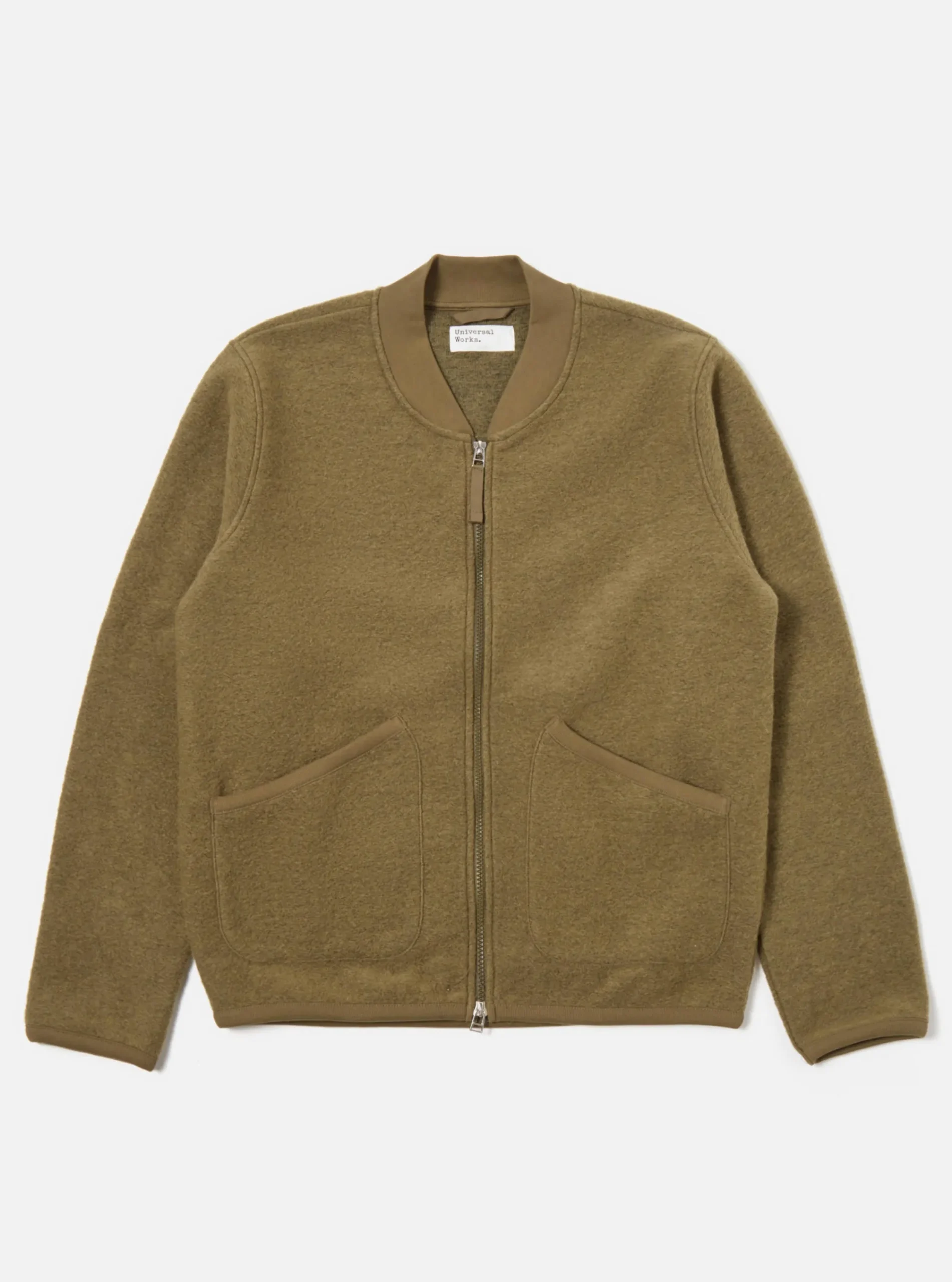 Best Sale Zip Bomber In Lovat Wool Fleece Men Fleece.