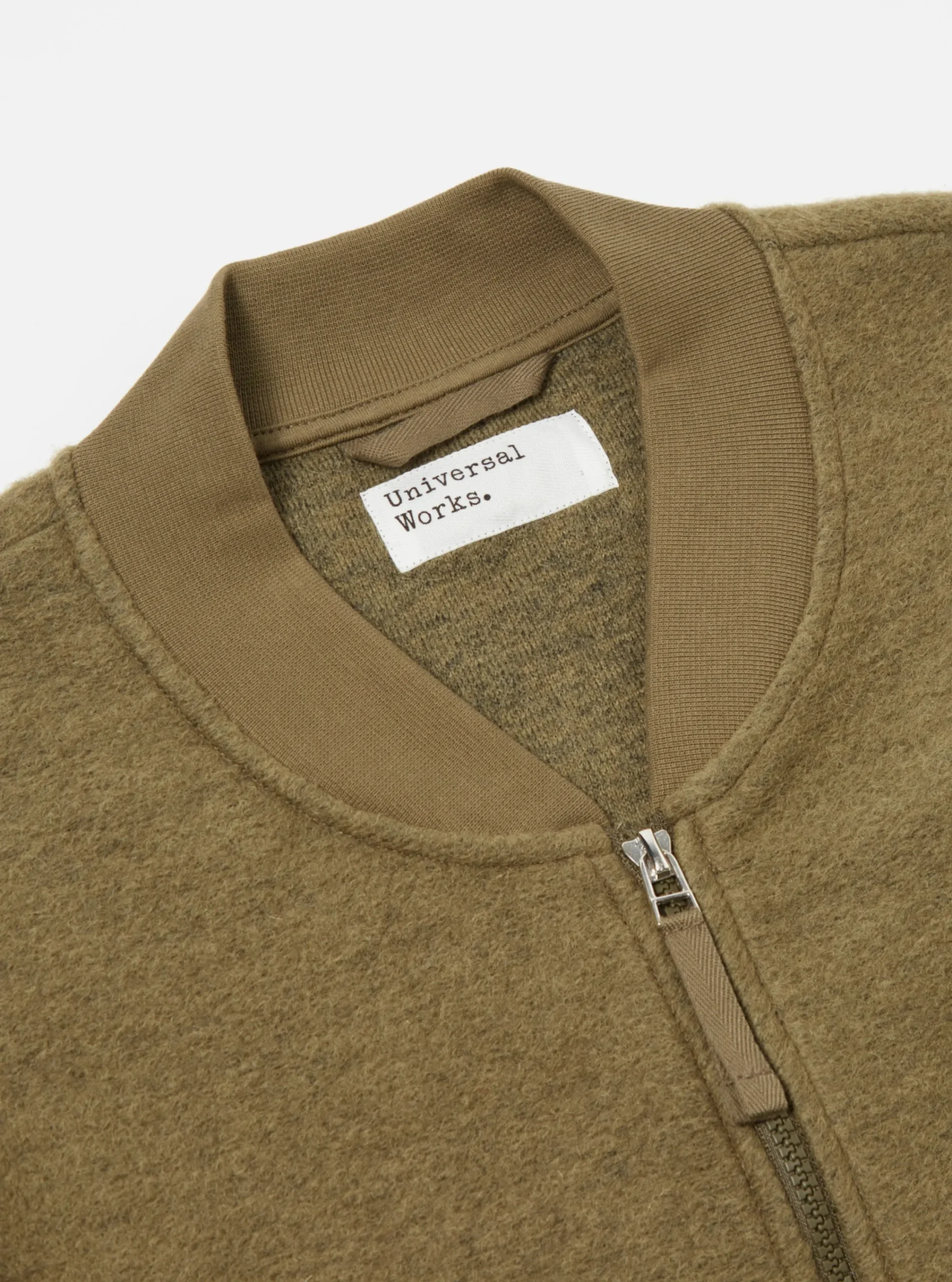 Best Sale Zip Bomber In Lovat Wool Fleece Men Fleece.