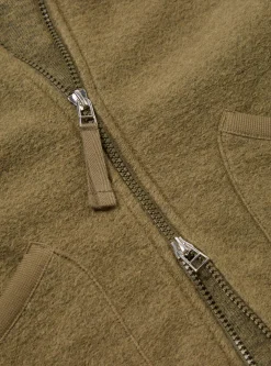 Best Sale Zip Bomber In Lovat Wool Fleece Men Fleece.