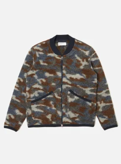 Shop Zip Bomber In Grey Dwight Wool Fleece Men Fleece.