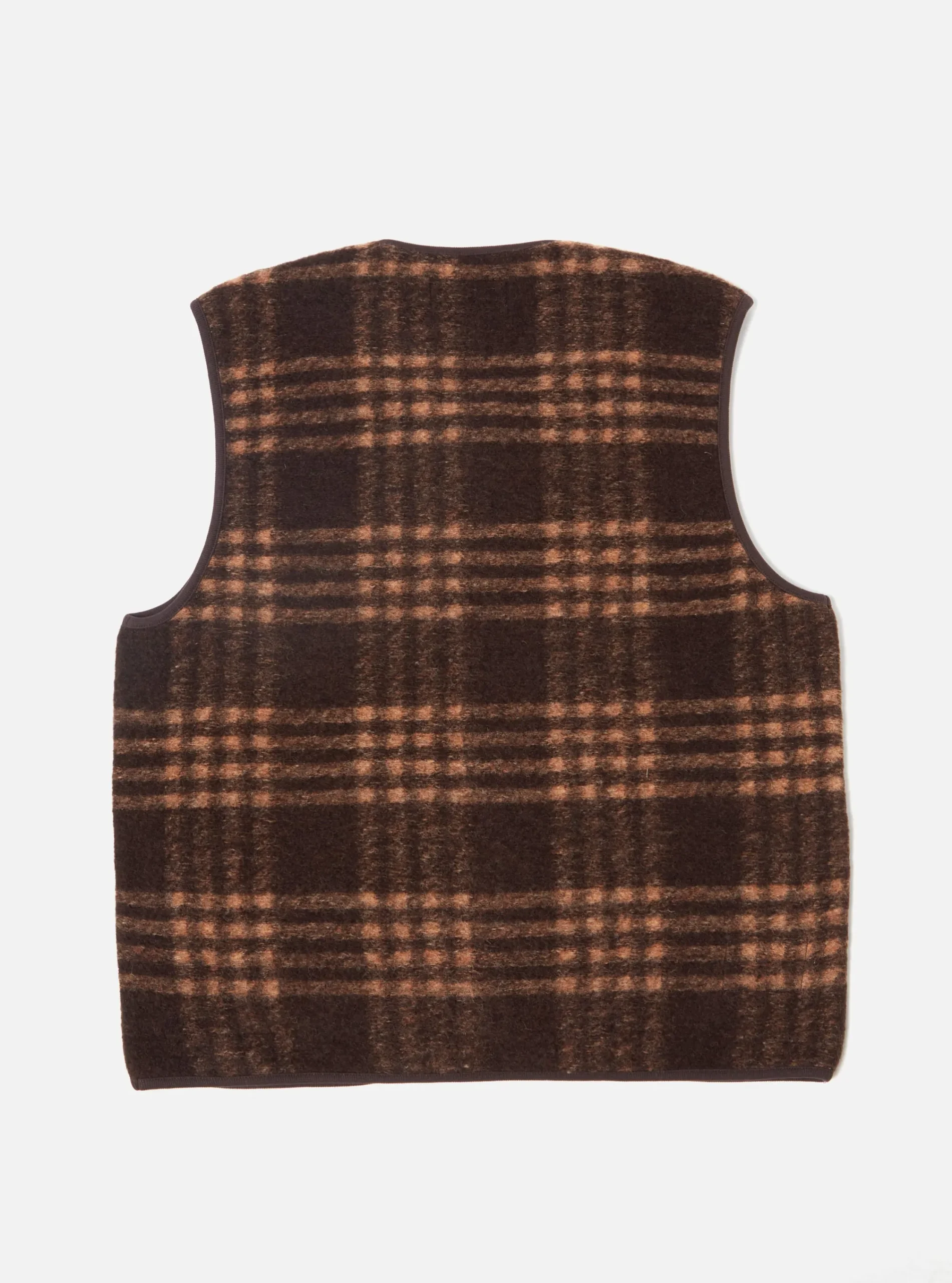 Best Sale Zip Gilet In Brown Check Duke Fleece Men Fleece.
