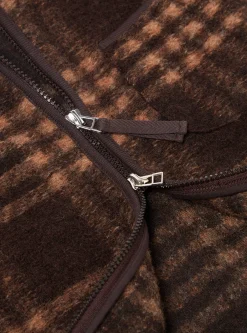 Best Sale Zip Gilet In Brown Check Duke Fleece Men Fleece.