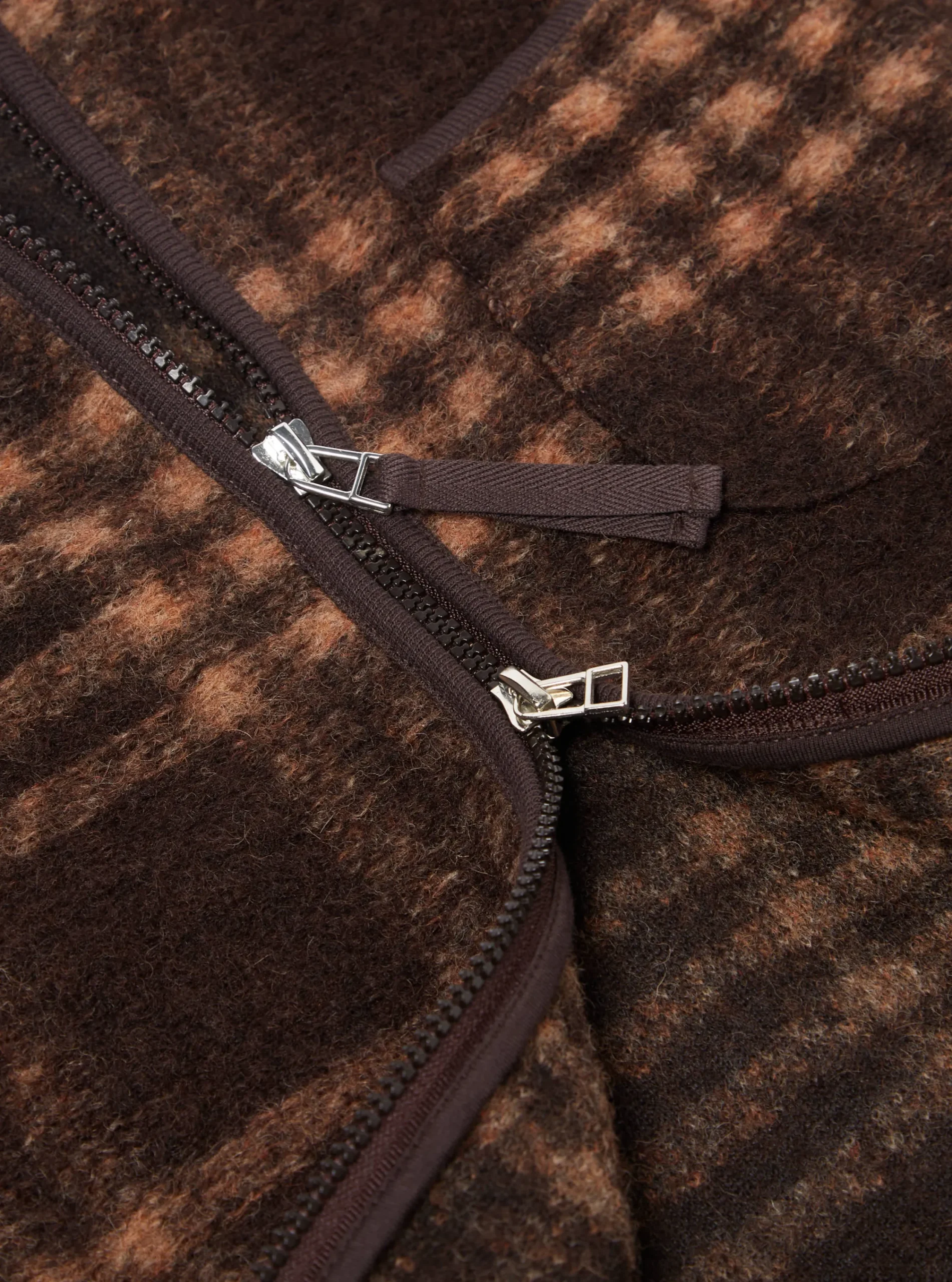 Best Sale Zip Gilet In Brown Check Duke Fleece Men Fleece.
