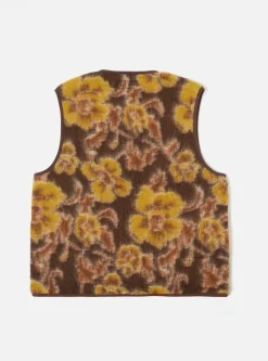 Discount Zip Gilet In Brown Flower Fleece Men Fleece.