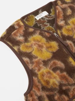 Discount Zip Gilet In Brown Flower Fleece Men Fleece.