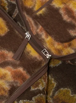 Discount Zip Gilet In Brown Flower Fleece Men Fleece.