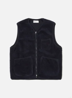 Best Sale Zip Gilet In Navy Mountain Fleece Men Fleece.