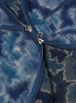 New Zip Gilet In Navy Flower Fleece Men Fleece.