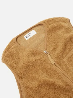 Outlet Zip Gilet In Sand Mountain Fleece Men Fleece.