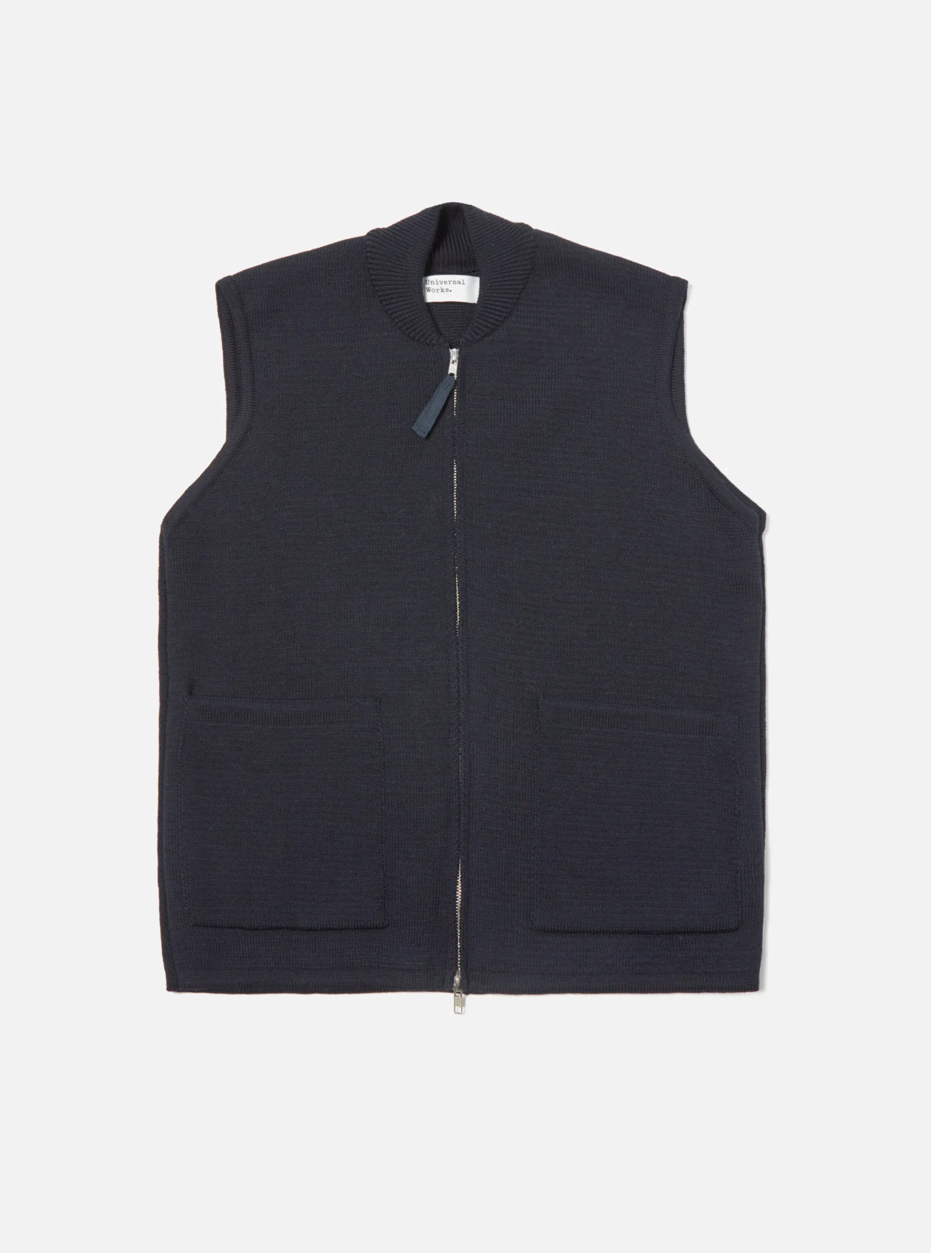 Cheap Zip Knitwork Gilet In Navy Merino Knit Men Knitwear.