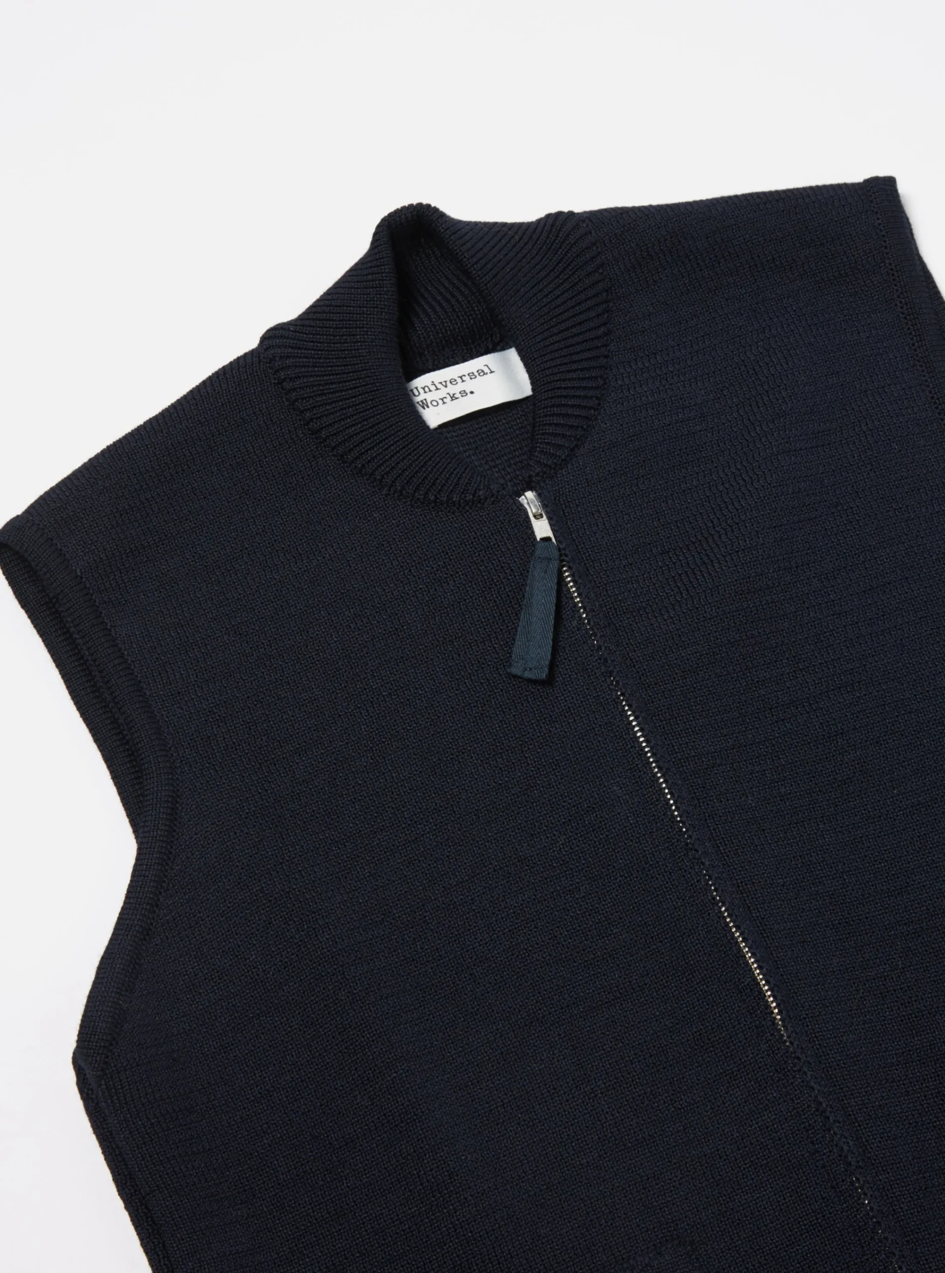 Cheap Zip Knitwork Gilet In Navy Merino Knit Men Knitwear.