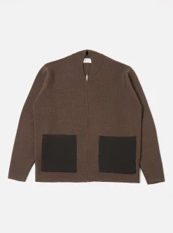 Sale Zip Knitwork Jacket In Brown Merino Knit Men Knitwear.