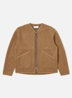 Cheap Zip Liner Jacket In Taupe Wool Fleece Men Fleece.