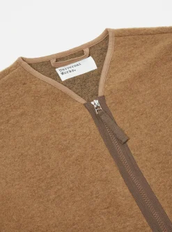 Cheap Zip Liner Jacket In Taupe Wool Fleece Men Fleece.
