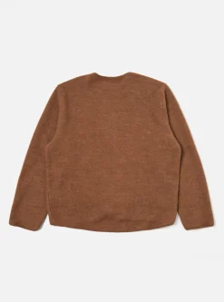 Online Zip Liner Jacket In Brown Soft Wool Cotton Knit Men Fleece.