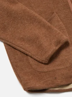 Online Zip Liner Jacket In Brown Soft Wool Cotton Knit Men Fleece.