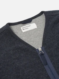 Shop Zip Liner Jacket In Blue Soft Wool Cotton Knit Men Fleece.