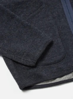 Shop Zip Liner Jacket In Blue Soft Wool Cotton Knit Men Fleece.