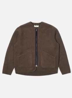 Outlet Zip Liner Jacket In Brown Wool Fleece Men Fleece.
