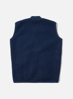 Shop Zip Waistcoat In Indigo Wool Fleece Men Fleece.